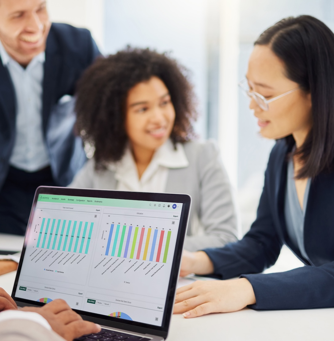 Intelas team looking at charts